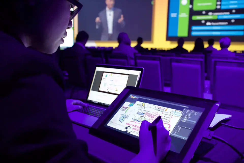 A drawing device used for virtual scribing during a live event.