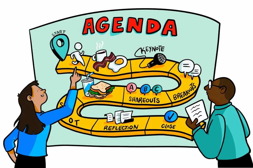 A visual agenda is an invaluable tool for graphic facilitators.