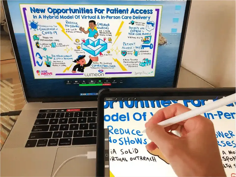 A hand draws visual notes to simplify new-hire onboarding priorities.