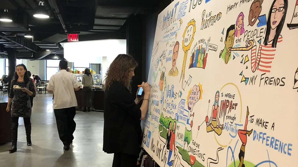 ImageThink visual strategist live scribing a visual board for client LinkedIn.