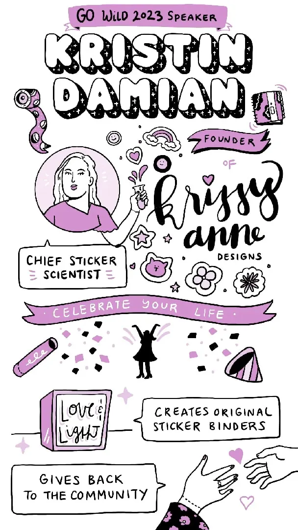 ImageThink visual biography of Go Wild 2023 Speaker Kristin Damian.