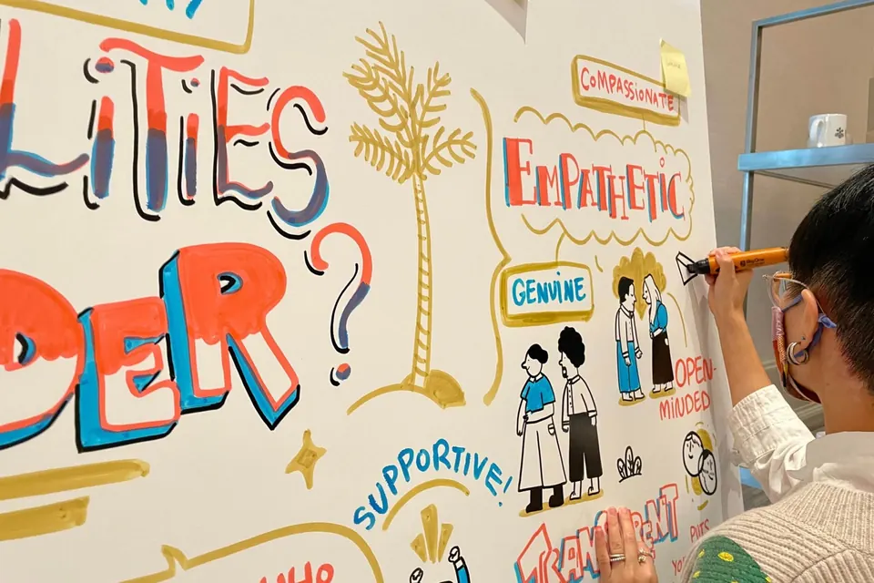 Close up of an ImageThink graphic recorder drawing visual notes